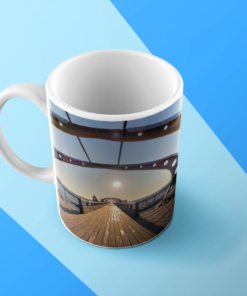 coffee mug mockup featuring a surface with three colors 244924