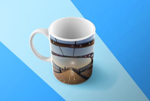 coffee mug mockup featuring a surface with three colors 244924