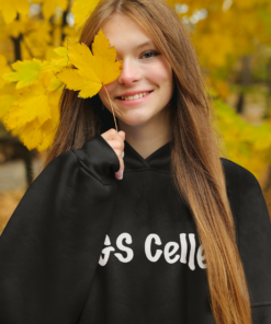 hoodie mockup featuring a happy woman with a leaf m19722 r el2