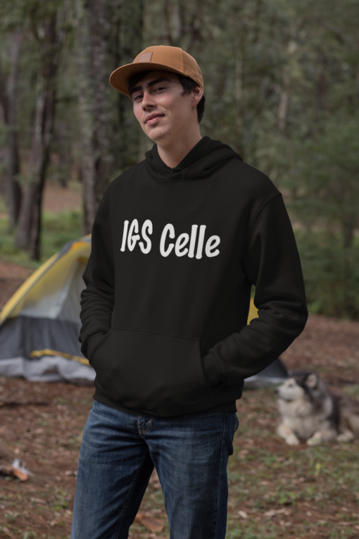 mockup of a man wearing a pullover hoodie in the woods 30482